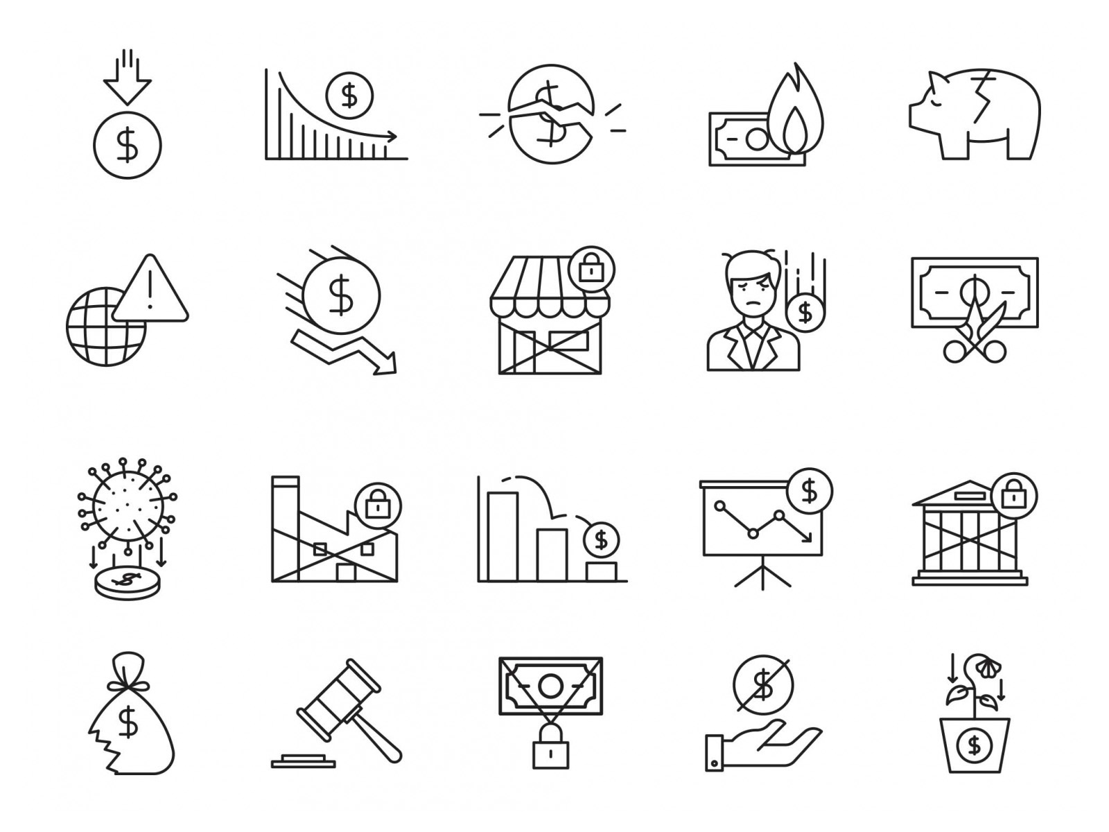 Economic Crisis Vector Icons by Graphic Pear on Dribbble