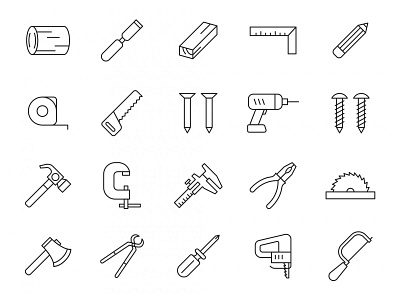 Woodworking Tools Vector Icons