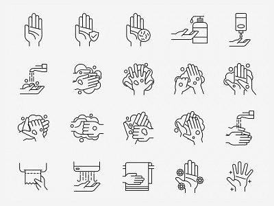 20 Hand Washing Vector Icons ai ai design ai download ai vector icon design icons download icons pack icons set illustration illustrator logo logo design symbol vector design vector download vector icon washing icon washing vector