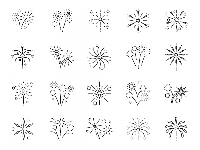 20 Fireworks Vector Icons