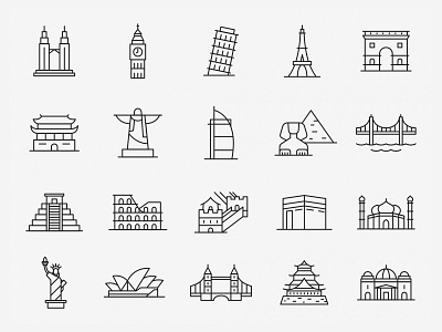 20 Landmark Vector Icons