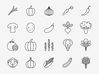 20 Vegetable Vector Icons ai ai design ai download ai vector icon design icons download icons pack icons set illustration illustrator logo logo design symbol vector design vector download vector icon vegetable vegetable icon vegetable vector