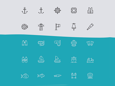 Nautical Line Vector Icons