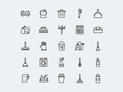 25 Minimal Line Cleaning Icons