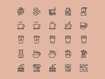 25 Coffee Theme Vector Icons