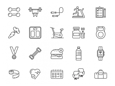 Workout Fitness Gym Icon Set Graphic by rizkymardika · Creative Fabrica