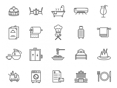 Hotel & Restaurant Icons design download free icons freebie graphicpear hotel hotel icon icon set icons download illustration logo restaurant restaurant icon vector icons