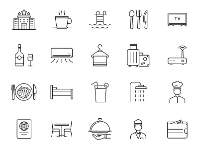 Hotel & Restaurant Icons design download free icon freebie graphicpear hotel hotel icon hotel vector icon download icons set illustration logo vector download