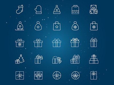 25 Winter and Gift Vector Icons