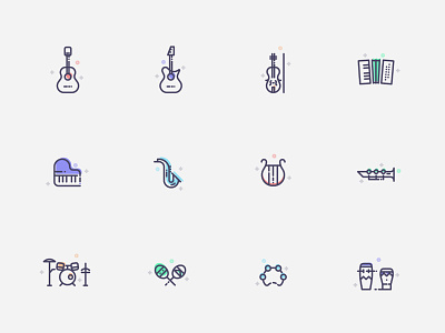 Music Instruments Icons Set