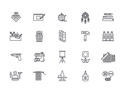 Art & Craft Line Icons art and craft art icon art vector download free icons free vector freebie graphicpear icons download icons set vector icon