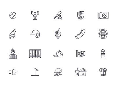 Baseball Line Vector Icons