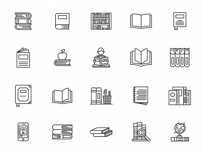 20 Book Icons book book icon book vector books design download free download free icon freebie graphicpear icon set vector icons