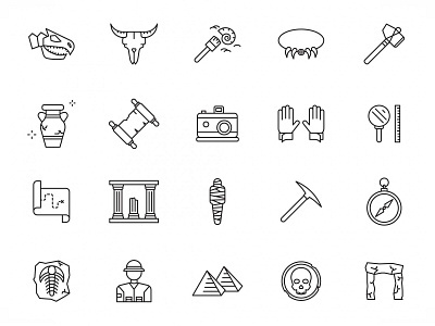20 Archeological Vector Icons