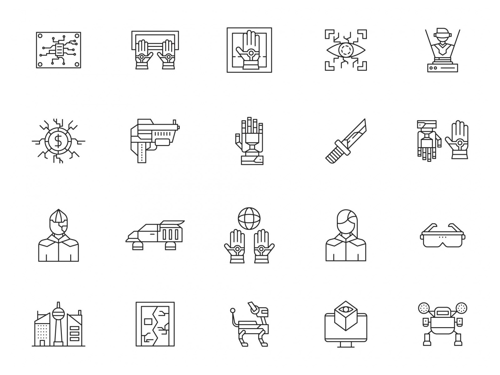 20 Cyberpunk Icons By Graphic Pear On Dribbble