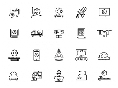 20 Engineering Line Icons download engineer engineering engineering icon engineering vector free download free icon freebie graphicpear icon design icon download vector icon