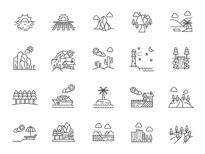 Landscape Line Icons