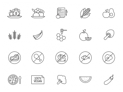 Vegan Diet Icons