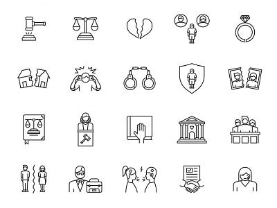 Divorce Line Icons