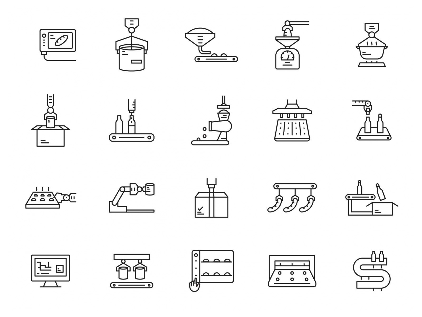 Food Manufacturing Line Icons by Graphic Pear on Dribbble