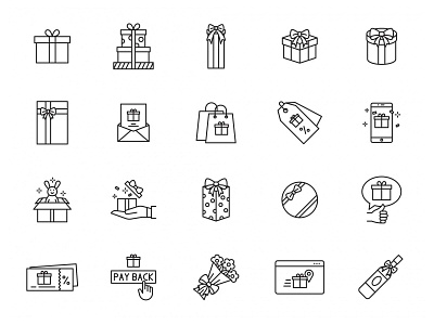 20 Gift Line Icons