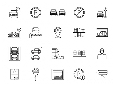 20 Parking Line Icons