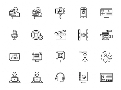 20 Video Blogging Vector Icons