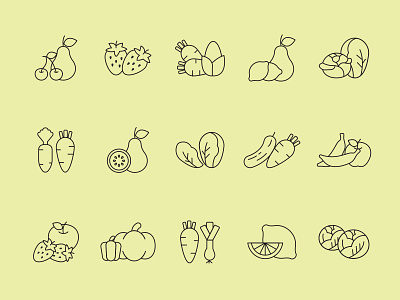 Fruit and Vegetables Vector Icons Part 02 branding design download free download fruit fruits fruits icons graphicpear icon icon set icons icons design illustration vector vegetables icons