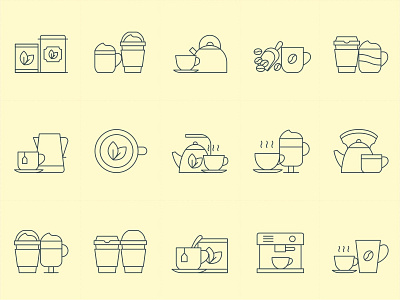 Coffee and Tea Vector Icons branding coffee vectors design download free free download freebie graphicpear icon icon design icon set iconography icons illustration logo tea icons vector