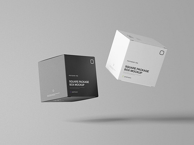 Square Package Box Mockup