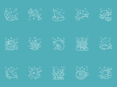 Sea Life Vector Icons ai blue download freebie graphicpear icons icons design icons pack icons set illustrator sea sea animals sea icons sea life sea vectors vector icons