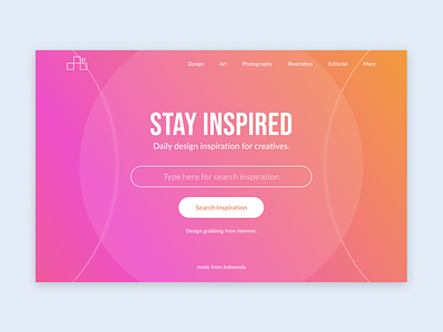 Stay Inspired Website colorful design header inspiration landing page minimalism simple ui user interface website