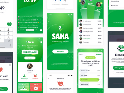 Saha Mobile App android app football green ios live mobile app design quiz screens ui ux vector