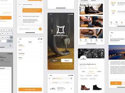 Turkish Leather Products App app clean design events ios login matchmaking message products profile ui ux