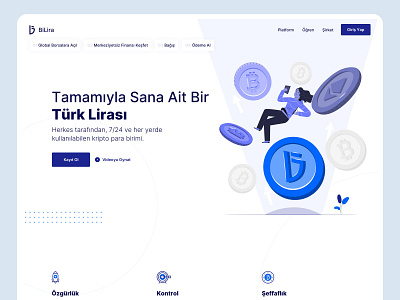 Stablecoin Landing Page | BiLira clean crypto design illustration landing page simple stablecoin ui ux webflow website