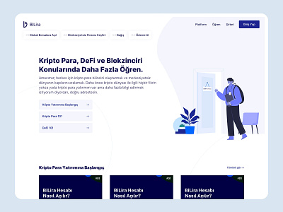 BiLira | Learn Page app blockchain clean crypto design education landing page learn ui ux website