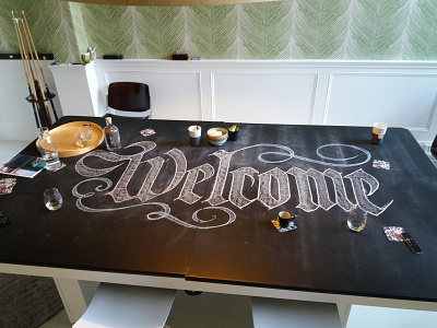 Chalky Welcome chalk lettering lettering letters table welcome