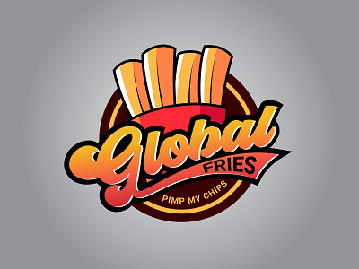 Global French fries Circle Design Vector Illustration branding food french fries fries global french fries graphic design logo restaurant vectorillustration