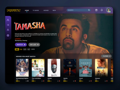 Dramatic - Indian Movie/Show Streaming Platform design graphic design ui ux web