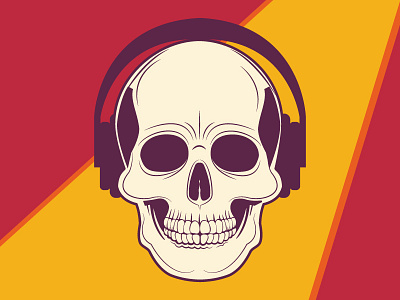 Skull on the floor colors design graphic illustration music phones skull