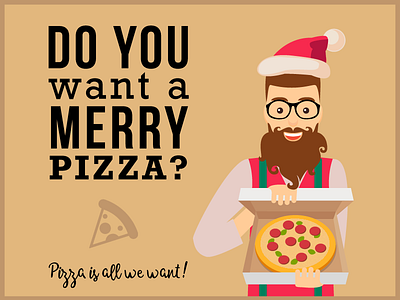 Pizza wishes art character christmas colors design flat icon illustration pizza vector