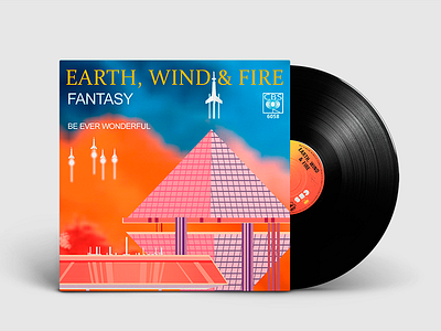 Fantasy and art design earth fire icon illustration music vector vinyl wind