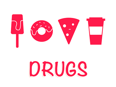 Drugs coffee design donut drugs food happy illustration pink pizza popsicle