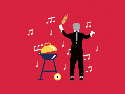 BBQ 5 conductor glove key music orchestra sheet skewer suit wig