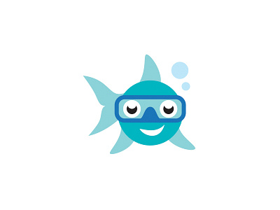 Fish bubble diving fin mascot mask smile
