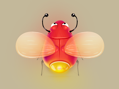 Firefly bug character firefly game illustration insect lamp red