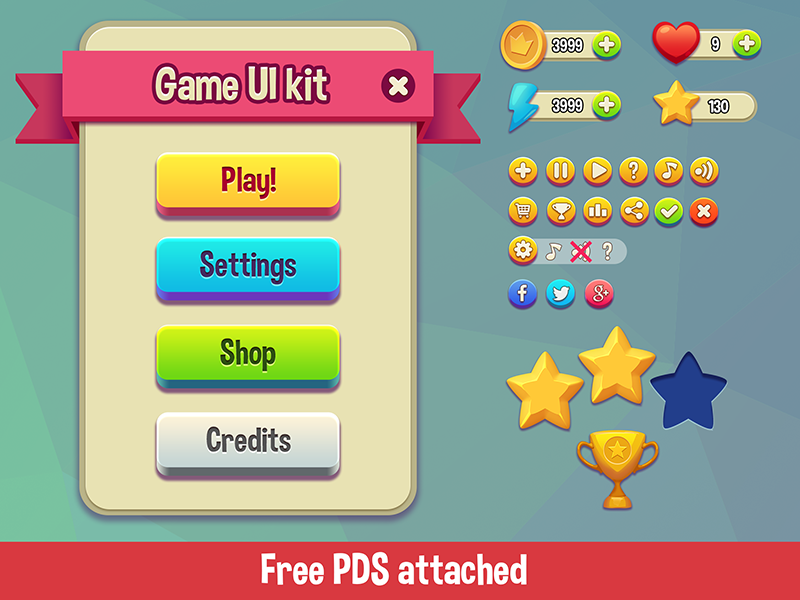 Funtique Game Ui Kit Free Psd By Vasili Tkach On Dribbble