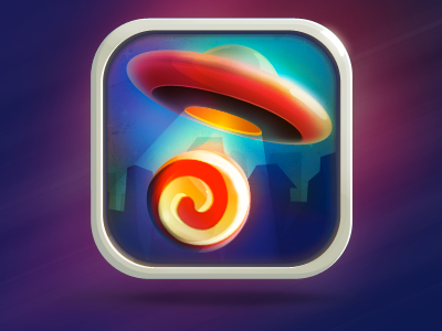 iOS game icon - in progress candy game icon ios orange ufo