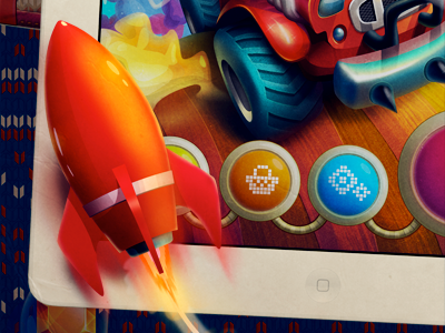 promo material - fragment buttons car fire interface ipad promo rocket