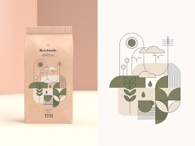 Fin&Friends Branding & Packaging abstract adobe branding design ecodesign graphic design illustration organic packaging sustainable packaging vectorillustration